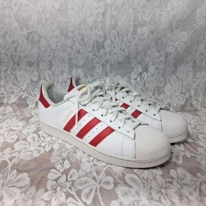 Adidas Superstar White Red Stripes Foundation Mens Size 9 Shell Toes